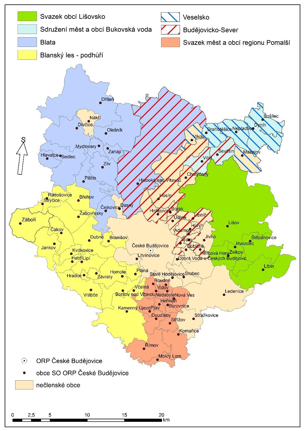 2 Souhrnná zpráva za všechny DSO v území Ve správním obvodu ORP České Budějovice působí 7 dobrovolných svazků obcí (Blanský les - podhůří, Blata, Budějovicko-Sever, Svazek měst a obcí regionu