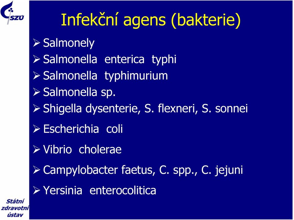 Shigella dysenterie, S. flexneri, S.