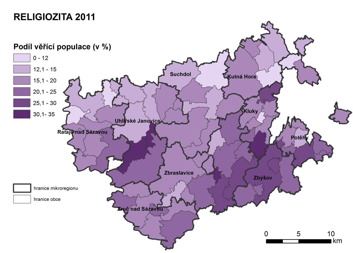 Religiozita neboli podíl věřící populace, je silně vázaná na věk obyvatelstva. Při statistickém srovnání, vyšla mezi těmito veličinami silná korelace (závislost).