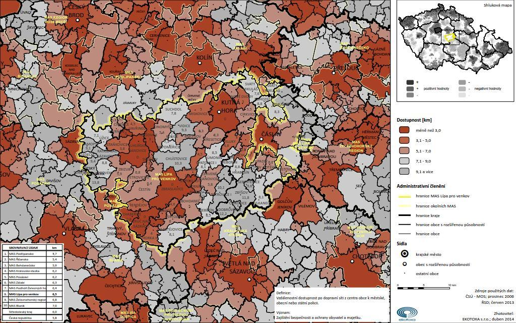 Příloha 69: Dostupnost služebny policie 2.9.5. Kultura Kulturu ve venkovském prostředí zajišťují především obecní knihovny a informační a kulturní centra (př.63).