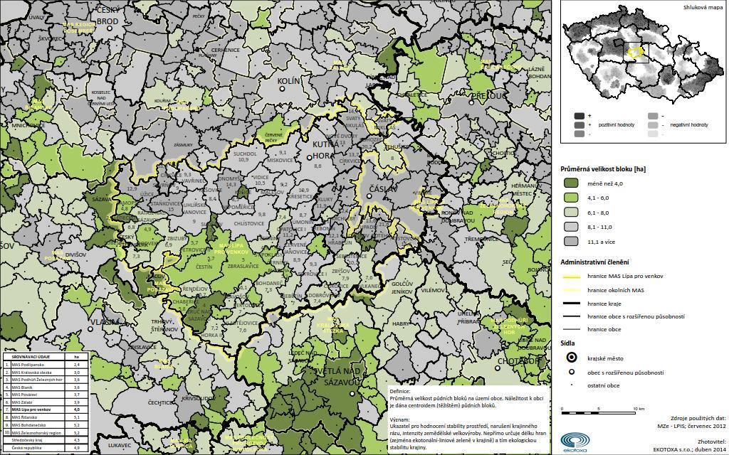 však již negativně ovlivňuje ekologickou stabilitu území a jednotlivé půdní bloky jsou příliš velké (viz př. 74).