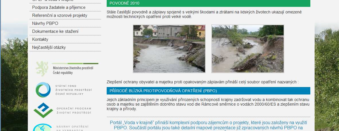 Projektový portál www.vodavkrajine.