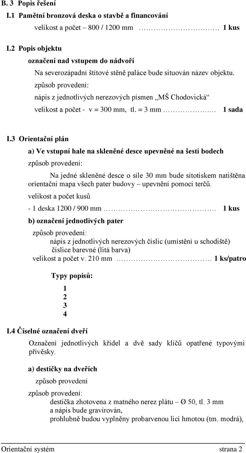 nápis z jednotlivých nerezových písmen MŠ Chodovická velikost a počet - v = 300 mm, tl. = 3 mm. 1 sada I.