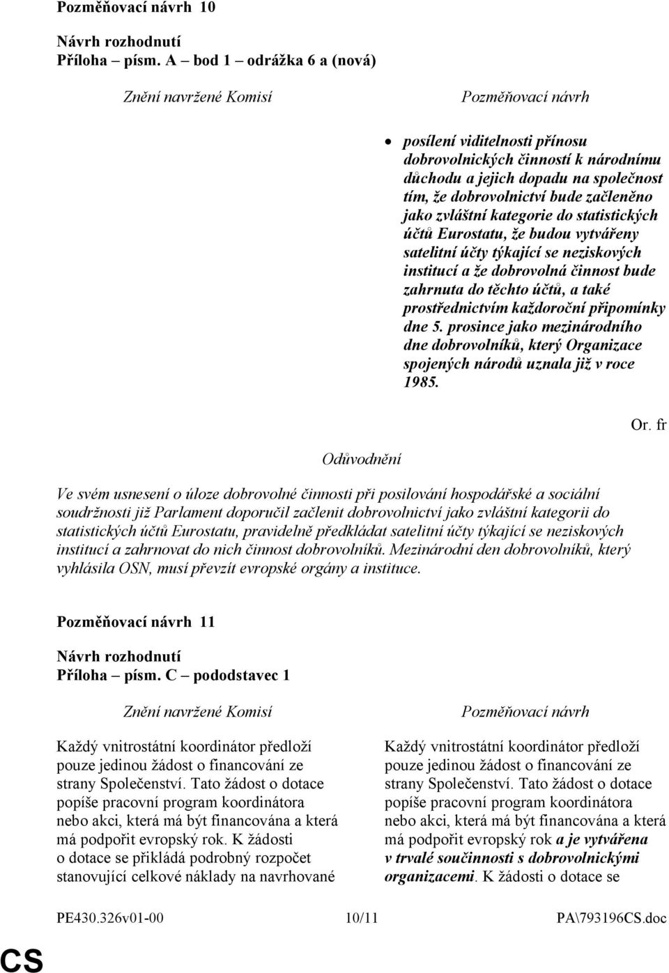 statistických účtů Eurostatu, že budou vytvářeny satelitní účty týkající se neziskových institucí a že dobrovolná činnost bude zahrnuta do těchto účtů, a také prostřednictvím každoroční připomínky