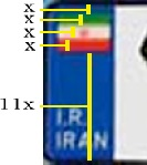 Obrázek 3.8: Vertikální vyhledávání značky. Převzato z [1]. Obrázek 3.9: Poměr pixelů v modrém obdelníku Íránské registrační značky. [1]. 3.2 