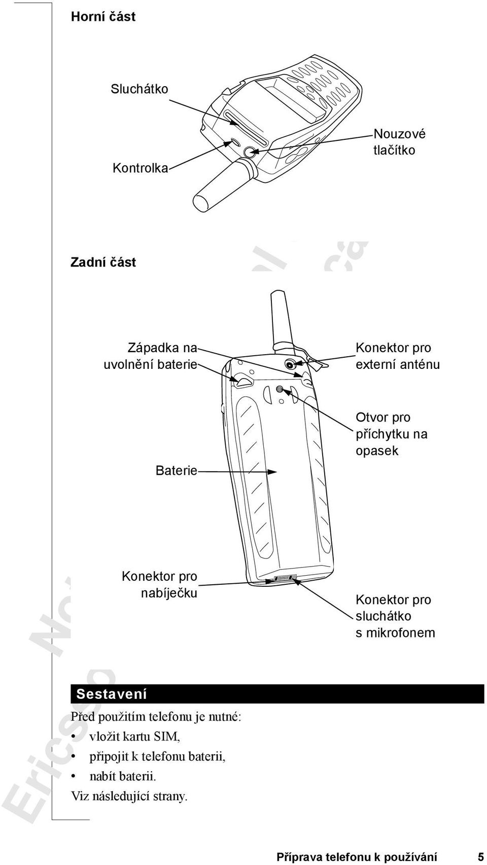 Baterie Konektor pro nabíječku Viz následující strany.