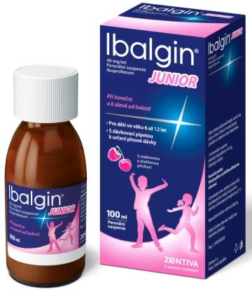 IBALGIN JUNIOR 40 mg/ml Léčivá látka: ibuprofenum 40 mg/ml (2x vyšší koncentrace vs.