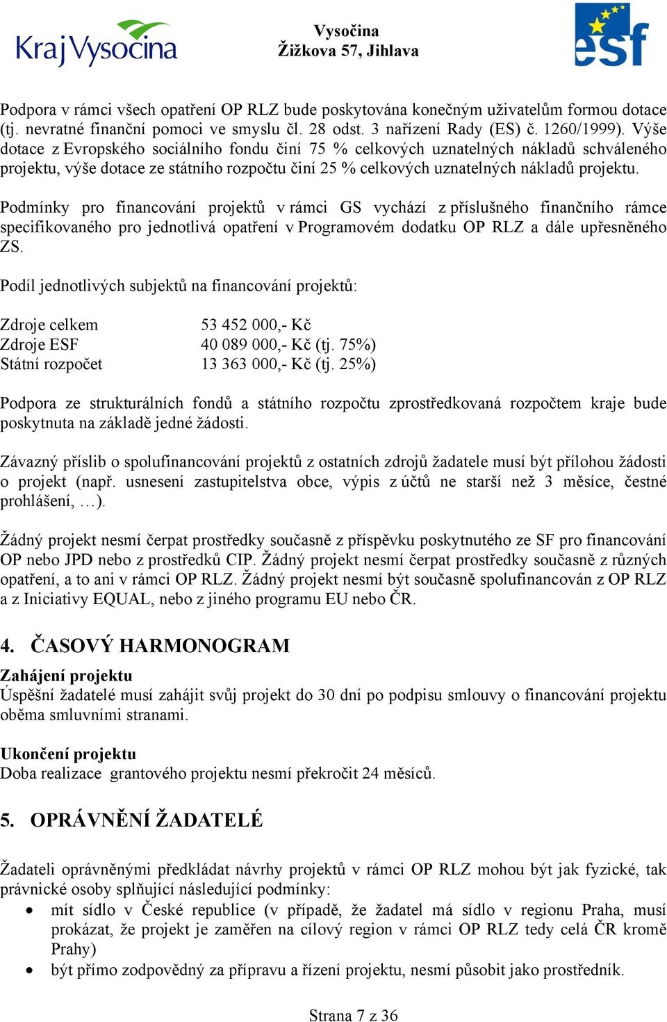 Podmínky pro financování projektů v rámci GS vychází z příslušného finančního rámce specifikovaného pro jednotlivá opatření v Programovém dodatku OP RLZ a dále upřesněného ZS.