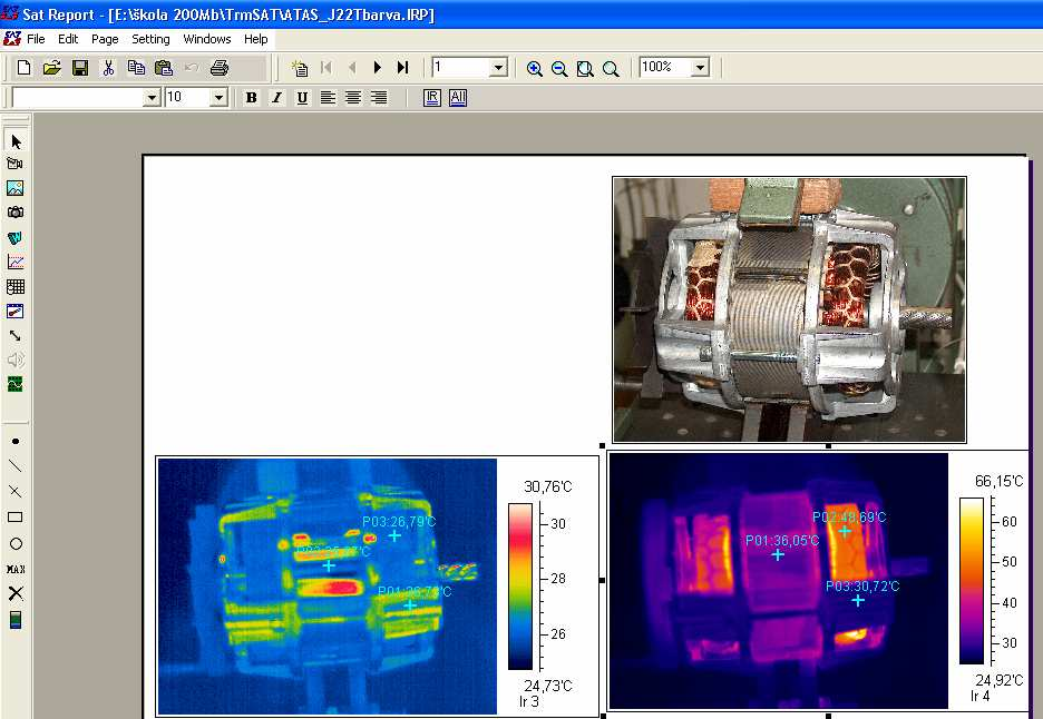 32 6 MOŽNOSTI PROGRAMU SAT REPORT Program SAT Report slouží k vyhodnocování infračervených obrázků z termovizní kamery SAT HY-6800.