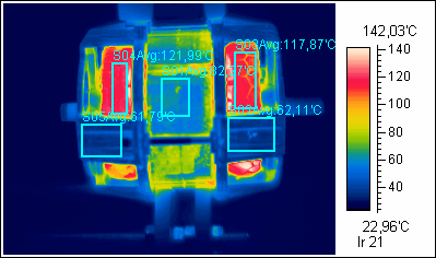 Termovizní snímky po sundání ventilátoru, až do okamžiku vybavení