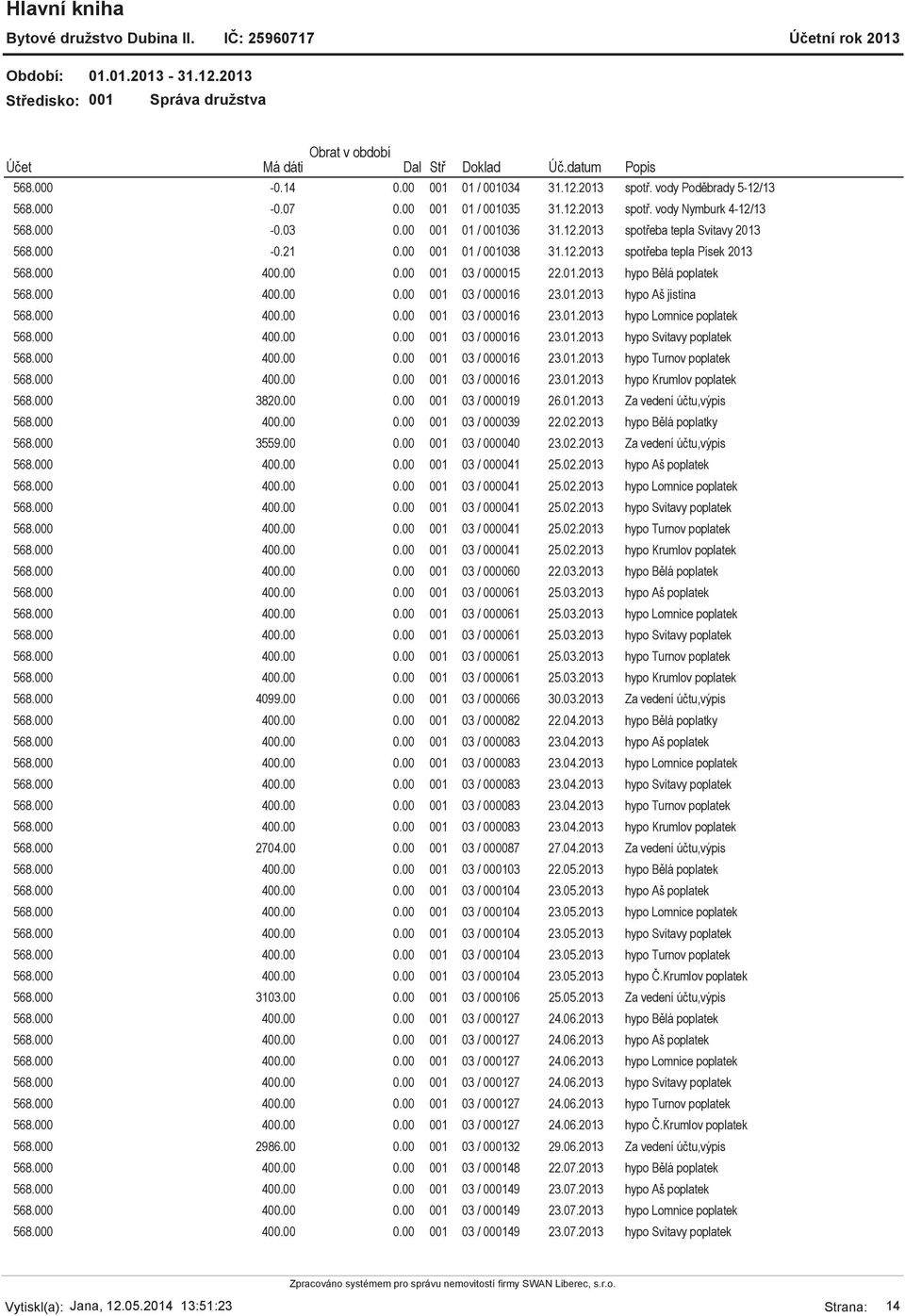 000 40 001 03 / 000016 23.01.2013 hypo Lomnice poplatek 568.000 40 001 03 / 000016 23.01.2013 hypo Svitavy poplatek 568.000 40 001 03 / 000016 23.01.2013 hypo Turnov poplatek 568.