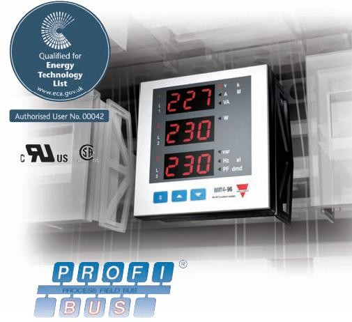 Digitálne panalmetre WM14 96 a WM14 DIN Panelmeter umožňuje celkové a okamžité mera činnej a jalovej energie s prenosom na pulzný výstup.