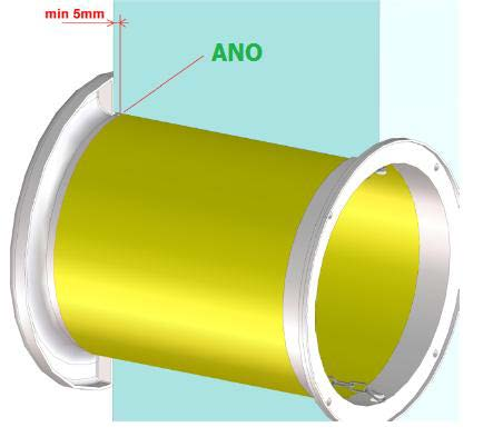 5) Možné instalační problémy: rozměry plastové desky Pokud je plastová deska odříznuta tak, že je poté potrubí delší než hloubka otvoru, může to vytvořit tlak, který zdeformuje