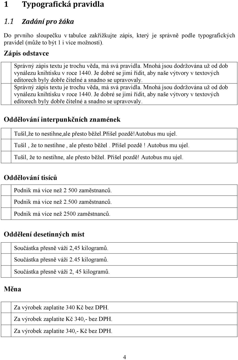 Je dobré se jimi řídit, aby naše výtvory v textových editorech byly dobře čitelné a snadno se upravovaly. Správný zápis textu je trochu věda, má svá pravidla.