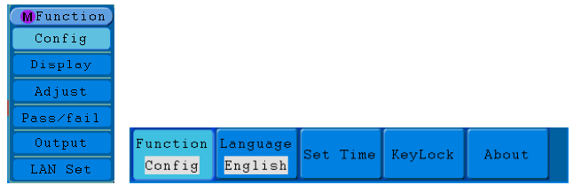 Obrázek 5-50 Konfigurační Menu Popis Configuration Menu je popsán v tabulce níže: Displej Stiskněte tlačítko Utility a otočným ovladačem M zvolte položku Display pro přechod do následujícího