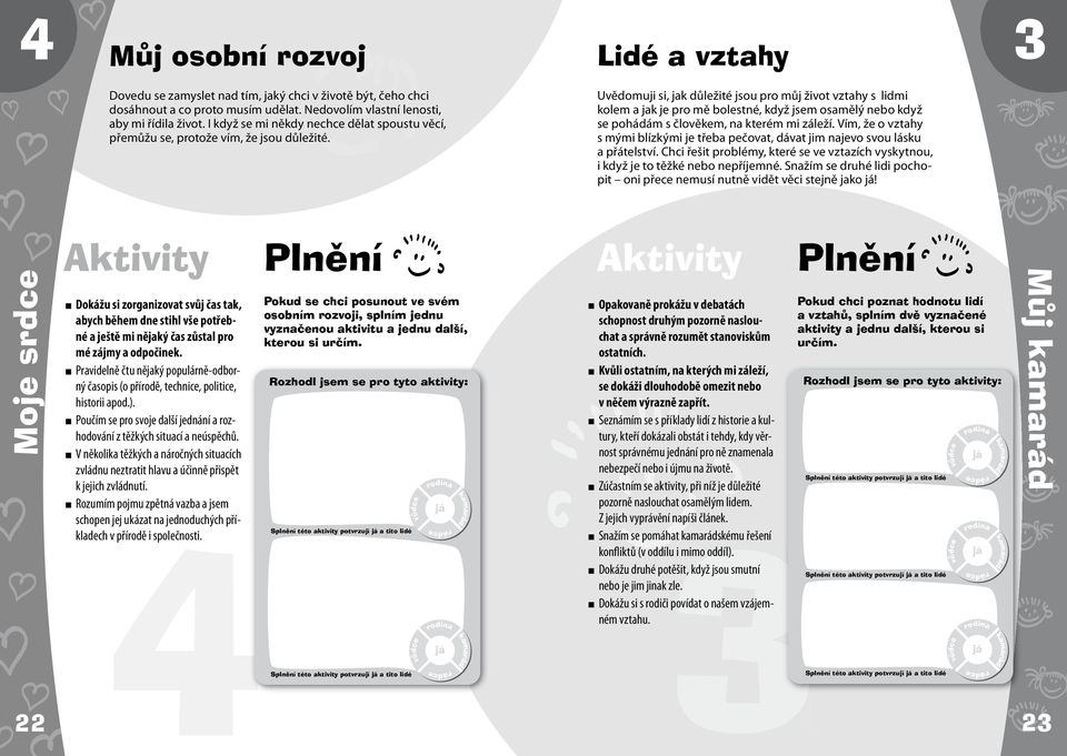 Uvědomuji si, jak důležité jsou pro můj život vztahy s lidmi kolem a jak je pro mě bolestné, když jsem osamělý nebo když se pohádám s člověkem, na kterém mi záleží.