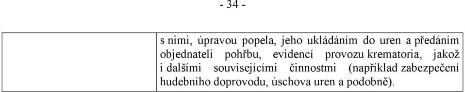 krematoria, jakož i dalšími souvisejícími činnostmi