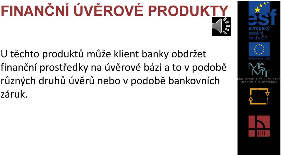 finanční prostředky na úvěrové bázi a to v