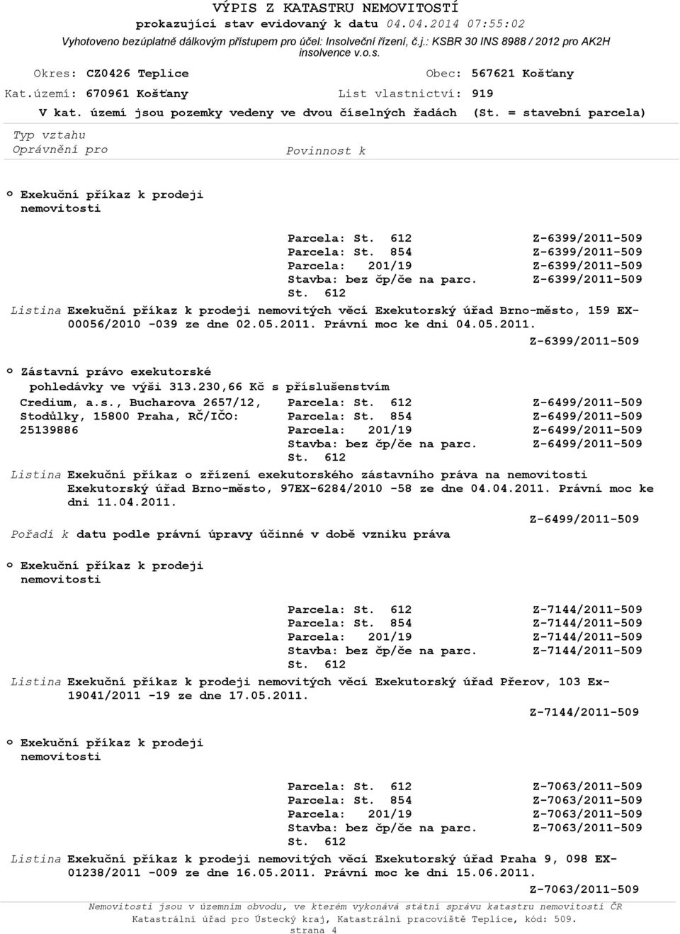 = stavební parcela) Pvinnst k Exekuční příkaz k prdeji nemvitsti Parcela: Z-6399/2011-509 Z-6399/2011-509 Z-6399/2011-509 Z-6399/2011-509 Exekuční příkaz k prdeji nemvitých věcí Exekutrský úřad