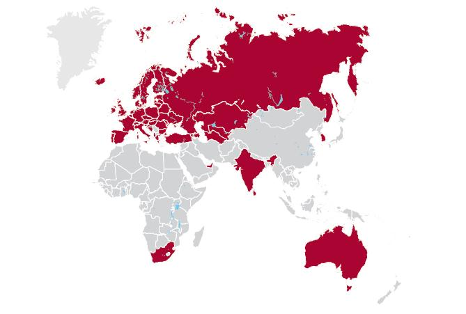 SALDA Export Predným Salda momentálne exportuje tovar do 30 krajín: Belgicko, Švajčiarsko, Rusko, Estónsko, Bielorusko, Švédsko, Poľsko, Nórsko,