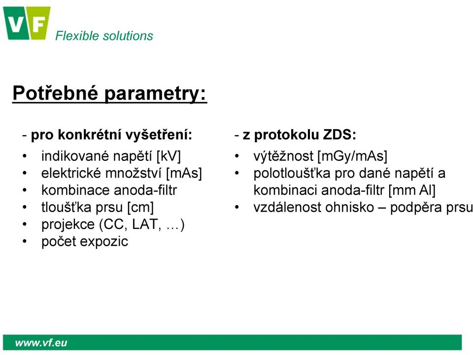 projekce (CC, LAT, ) počet expozic - z protokolu ZDS: výtěžnost [mgy/mas]