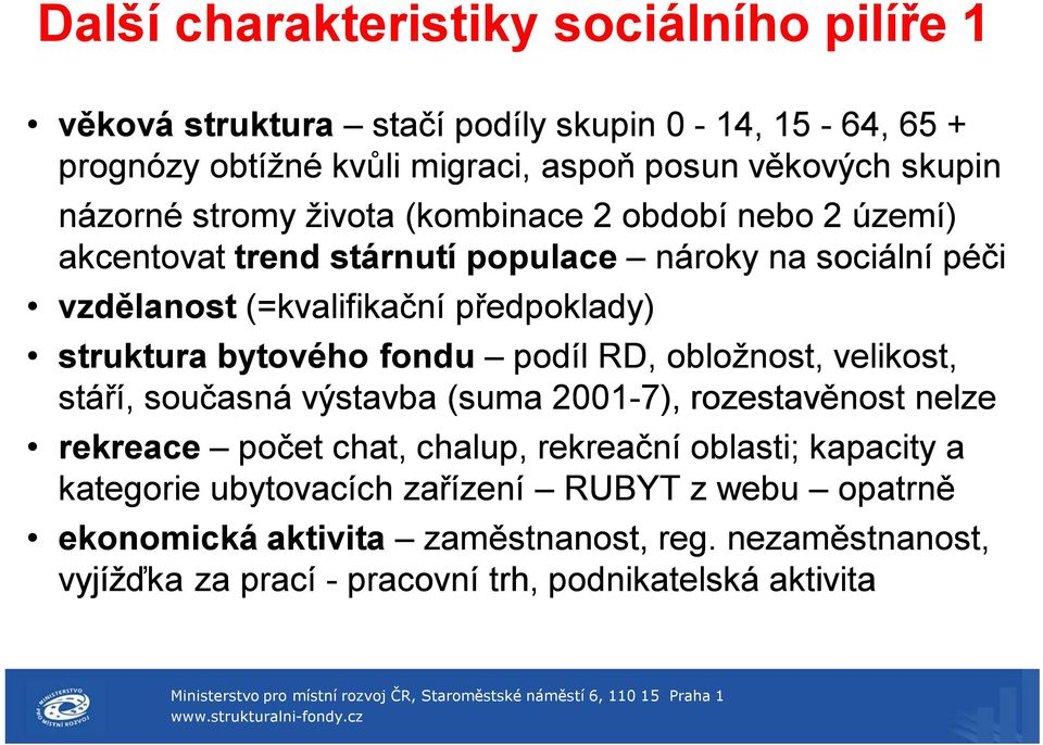 struktura bytového fondu podíl RD, obložnost, velikost, stáří, současná výstavba (suma 2001-7), rozestavěnost nelze rekreace počet chat, chalup, rekreační