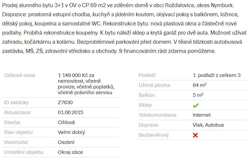 10 Porovnávané nemovitosti jsou v průměrném stavu, menší podlahové plochy, průměrně umístěné v okresu v obcích, proto stanoven průměr (0,899+0,94+1,05+1,149)/4 = 1,0095 mil.