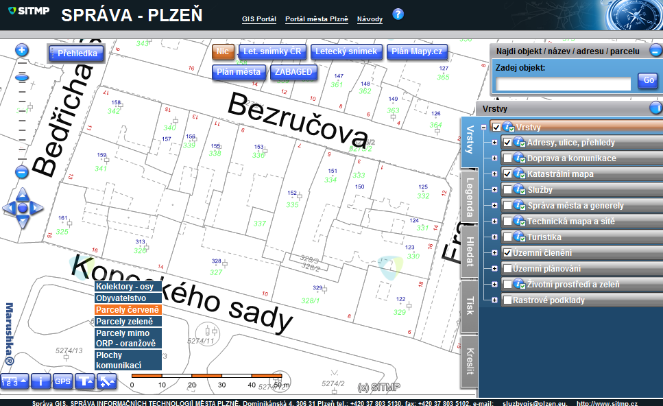 MARUSHKA Hromadný výběr parcel Strana 2/ 5 1 Hromadný výběr parcel v mapovém prohlížeči Marushka Hromadný výběr parcel slouží k výpisu, výpočtu výměr a obarvení ploch parcel na základě výběru parcel