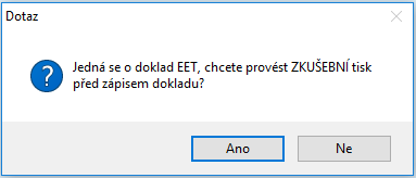 Dotaz na tržbu EET Následně je zobrazen formulář s údaji pro odeslání na EET.