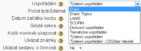 Postup nastavení formátu Etask Po přihlášení do LMS Moodle, musí být založen nový kurz, což se řídí zcela standardními pravidly v LMS Moodle: 1. V nabídce Správa stránek klikněte na složku Kurzy. 2.