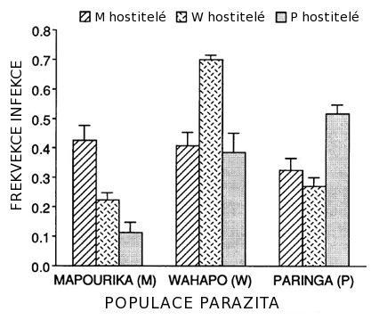 3.2.3 Adaptace parazitů na hostitelské populace v systému Potamopyrgus-Microphallus Paraziti mohou významně ovlivňovat frekvenční dynamiku hostitelských genotypů a vytvářet na své hostitele NFZS