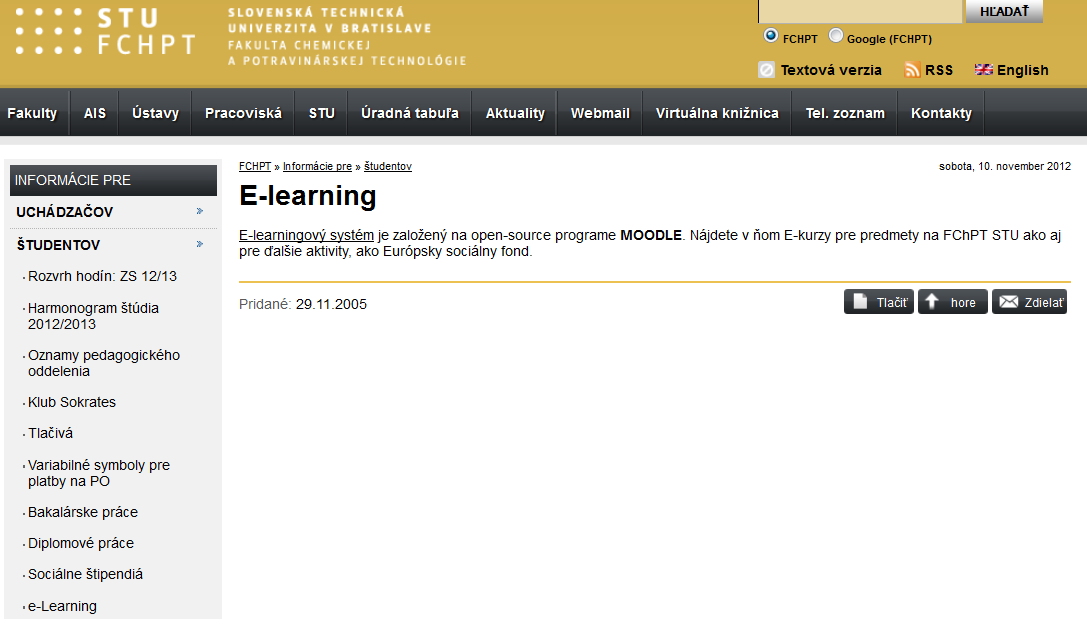 Dostupnosť e-learningových