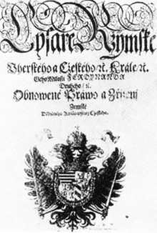 VYBRANÉ HISTORICKÉ DOKUMENTY VI. OBNOVENÉ ZŘÍZENÍ ZEMSKÉ Dokument Ferdinanda II. (1617 1637) z r. 1627 pro Čechy a r.