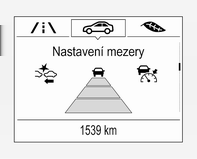 200 Řízení vozidla a jeho provoz Indikace vzdálenosti vpředu Indikace vzdálenosti vpředu zobrazuje vzdálenost k vozidlu, které jede před vámi.