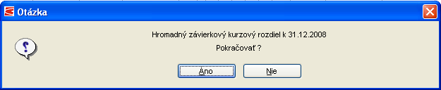 V okne sa použije voľba podľa posledného dátumu (ak ním v kurzovom lístku je 31.12.), alebo voľba Z konkrétneho dňa a zapíše sa dátum 31.12. V tomto novom kurzovom lístku pre 31.12. sa pomocou funkčnej klávesy <TAB> treba presunúť priamo do kurzov a prepísať kurz k euru kurzom 30,126.