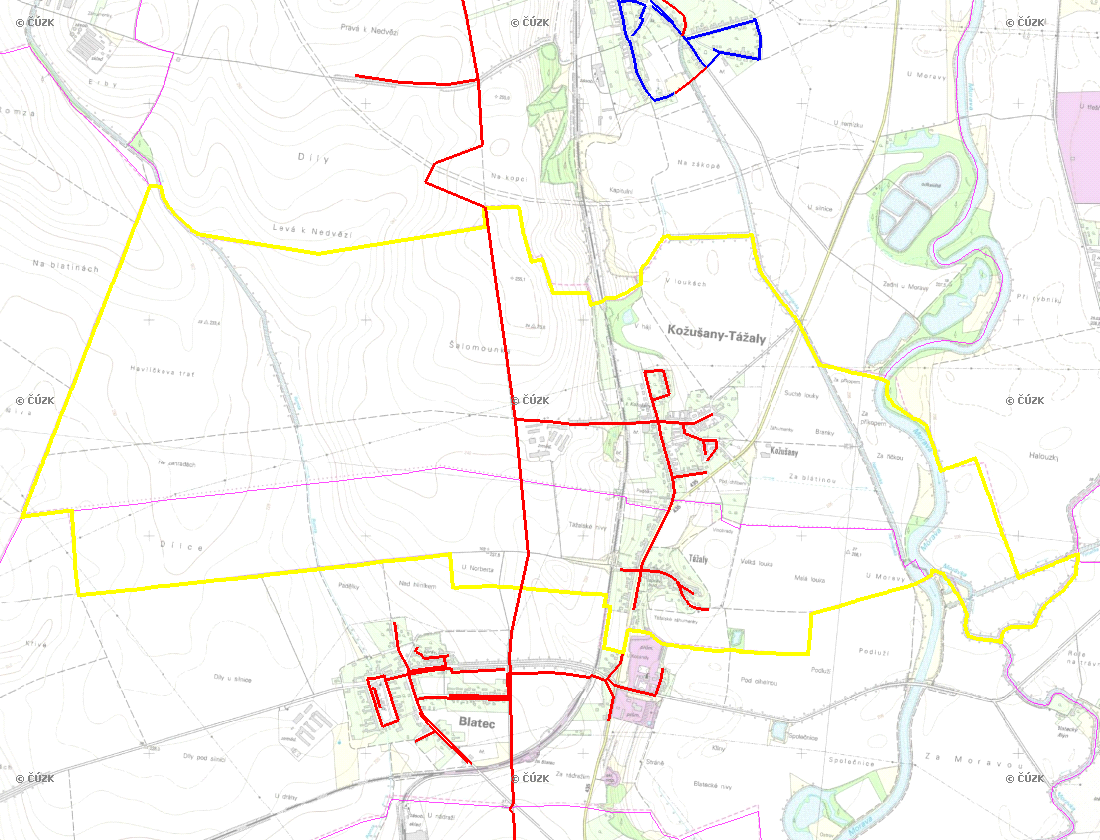 B.2 ZÁKLADNÍ INFORMACE O OBCI (části obce - ZSJ) Obec Kožušany-Tážaly se nachází jižně od města Olomouc ve vzdálenosti cca 4 km. Zábou prochází železniční trať Olomouc Prostějov a st.