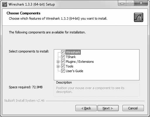 Kapitola 3 Úvod do programu Wireshark 1. Spusťte instalaci dvojím klepnutím na soubor s příponou EXE a v úvodním okně pak klepněte na tlačítko Next (Další). 2.