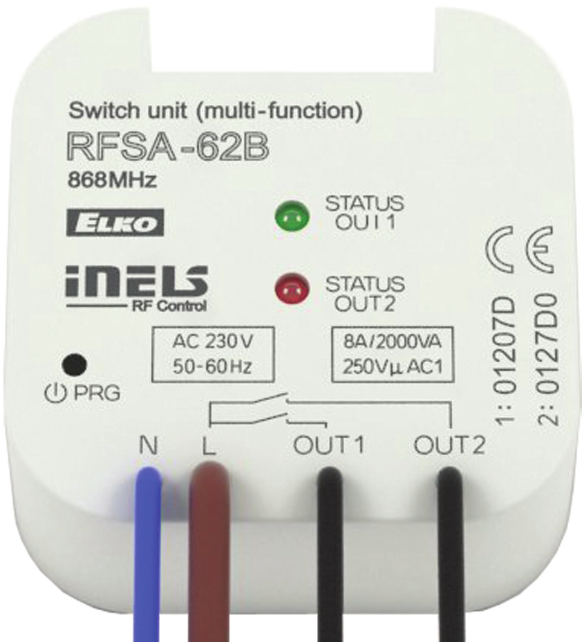Spínací bezdrátový prvek RFSA-6B Spínací prvek se výstupními kanály slouží k ovládání spotřebičů a světelných okruhů. Lze je kombinovat s Ovladači nebo Systémovými prvky inels RF Control.