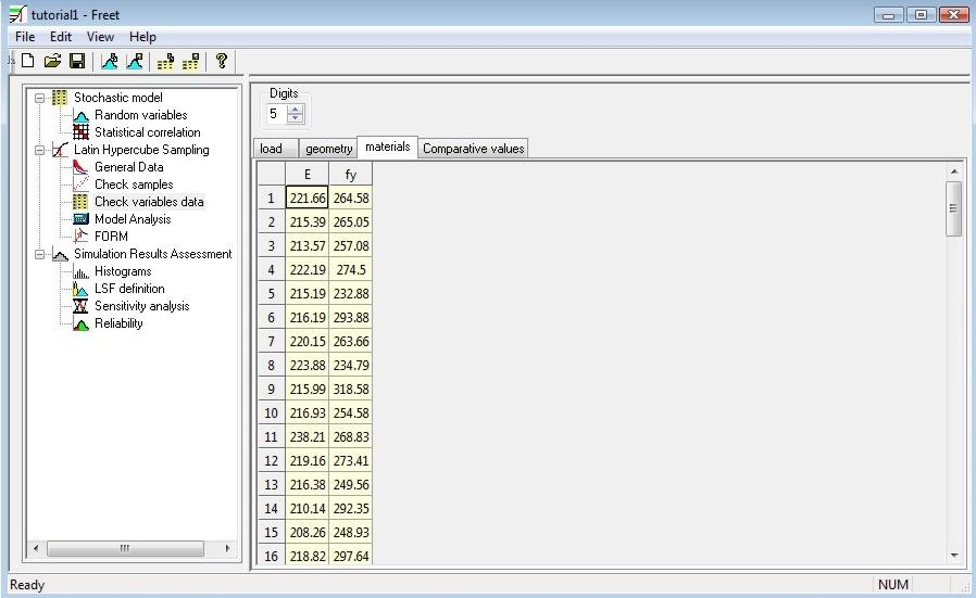 FReET tutorial prohlížení hodnot rozděleno podle kategorií N vygenerované hodnoty seřazené tak,