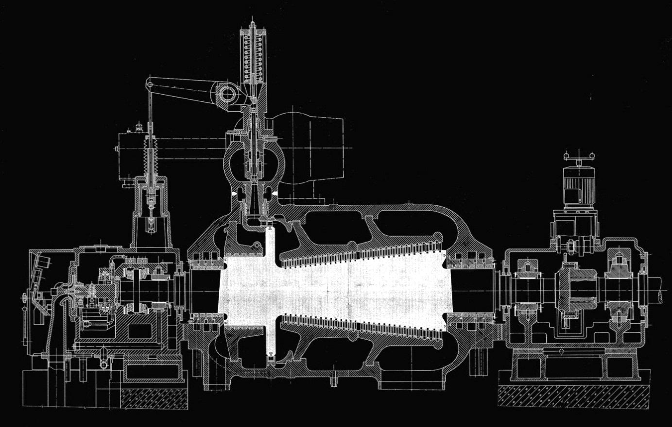 Rozdělení oprav parních turbín - demontáž pákoví regulačních ventilů (pro umožnění demontáže víka ložiskového stojanu) - demontáž všech připojovacích kabelů a potrubí, které jsou spojeny s víkem