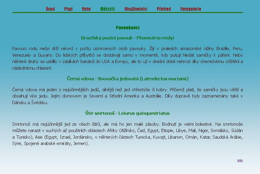 Předloha (jedna z dílčích stránek webu) BROŽA, Petr. Programování www stránek pro úplné začátečníky. 1. vyd. Praha: Computer Press, 2002, 161 s.