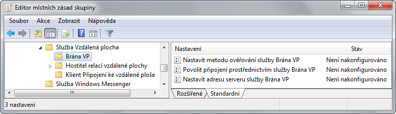 DirectAccess a VPN spojení Nastavení brány vzdálené plochy Manuálně v nástroji Připojení ke vzdálené ploše Pomocí zásad