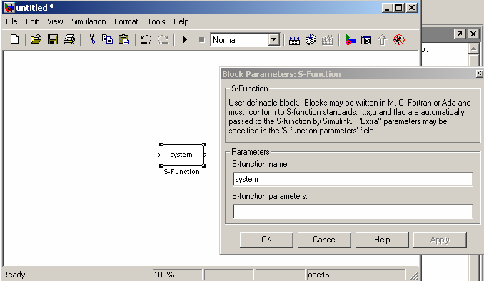 UTB ve Zlíně, Fakulta aplikované informatiky, 2009 6 2 VYTVOŘENÍ S-FUNKCE Pro implementaci vzniklých rovnic za účelem simulace chování daných systémů byl zvolen program MATLAB a jeho nástavba