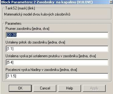 3. Nastavení bloků Obrázek : Knihovna modelů technologických procesů Každý blok má své nastavení, kde se definují fyzikální parametry daného procesu, jako je např.