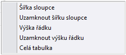 Úprava tabulky přířezů Tabulku přířezů můžeme přizpůsobit jak obsahově, tak i rozměrově. Popis sloupce. Popis řádku.