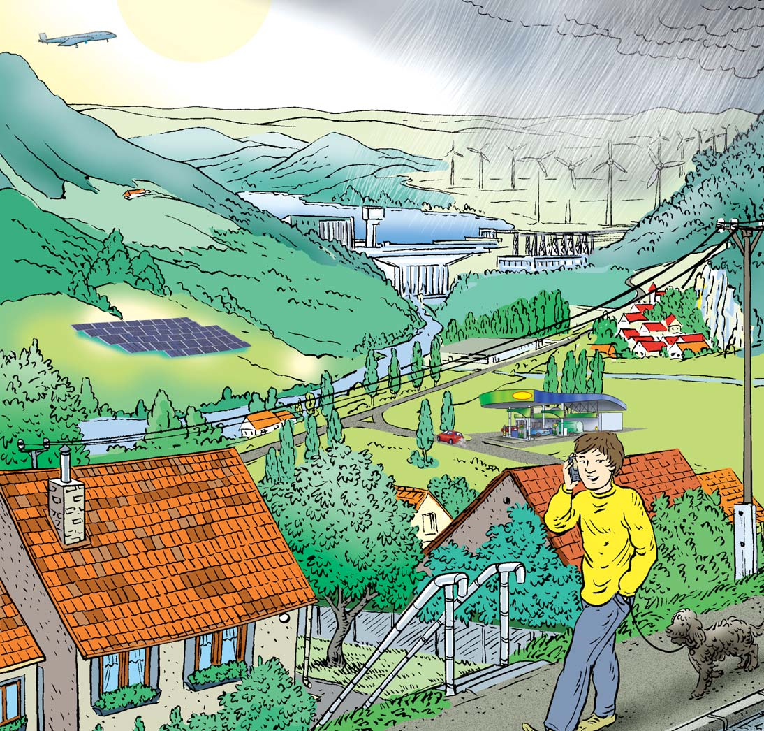 VECI OKOLO NÁS 19 Prečo autá musia tankovať? Všetky formy energie okolo nás sa menia z jedného druhu na iný. Energia sa nedá vyrobiť alebo zničiť. Dá sa iba premeniť na inú energiu.