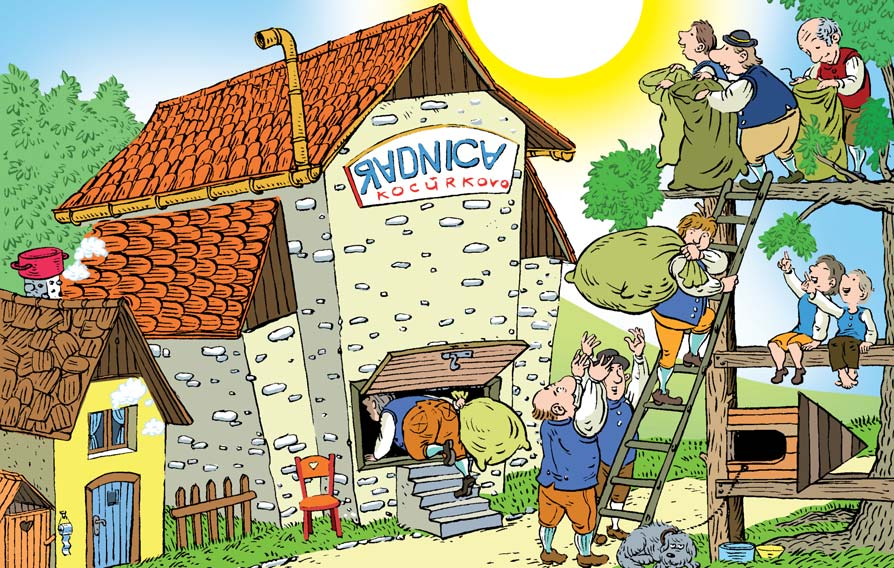 34 VESMÍR Prečo Slnko svieti a hreje? V Kocúrkove postavili radnicu bez okien. Keď ju dostavali, zistili, že je tam tma. A tak sa rozhodli nanosiť do nej slnečné svetlo vo vreciach. Podarilo sa im to?