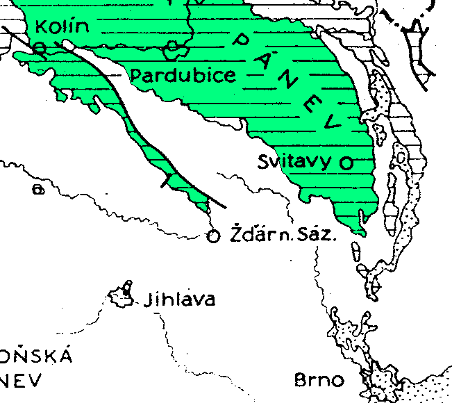 Sníženina Dlouhé meze Opukové sedimenty vyplňující fjord při jižním okraji poloostrova Železných hor místy s kuestami Ranský