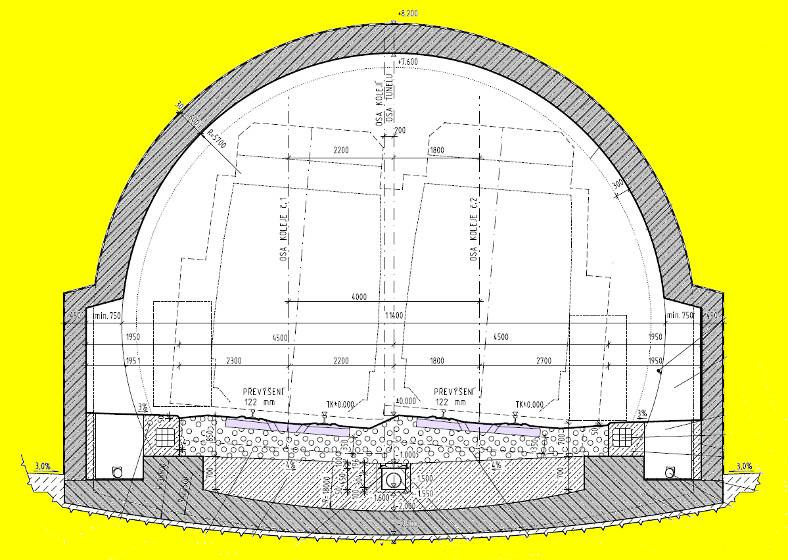 HLOUBENÝ TUNEL SE ZÁCHRANNÝM VÝKLENKEM OSTĚNÍ VÝKLENEK