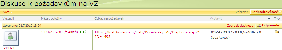 2.2 Diskuse k požadavkům na VZ Popis procesu: Otevření diskuse k požadavku na VZ krok 1, vložení odpovědi do diskuse k požadavku na VZ a připojení souboru k diskusi krok 2, zaslání pozvánky k diskusi